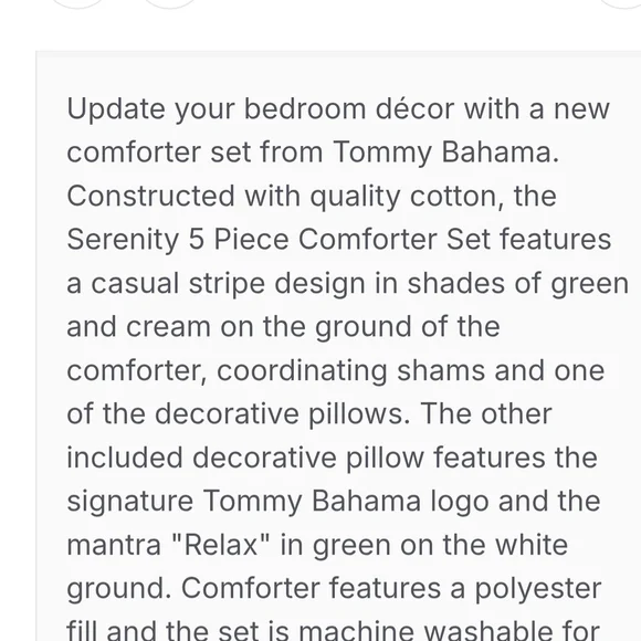Tommy Hilfiger Sage and White Comforter Set